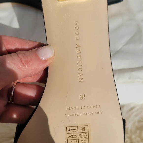 New Good American Womens Black Satin Kickstand Slide Sandal Mules Black Size 9 - Picture 12 of 12